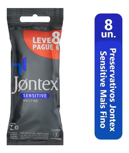 Preservativo Camisinha Lubrificado Sensitive Jontex Com 8 Un