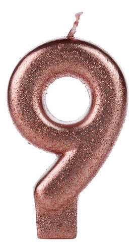 Vela Aniversário Cintilante Glitter Rosé Gold Número 9