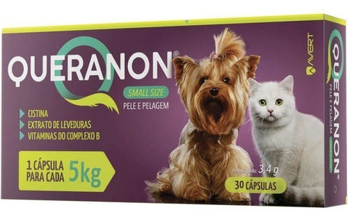 Queranon Cães E Gatos 3,4g 5kg Small Size 30 Capsulas Avert