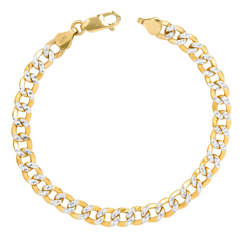 Pulso Pulsera Barbada Diamantada Cuban Oro 14k 6mm 21cm Ital