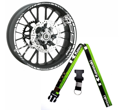 Kit Adesivo Kawasaki Refletivo Roda Ninja 650 + Cordão