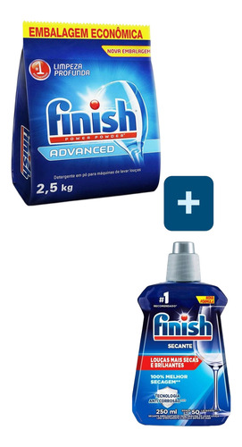 Kit Detergente Em Pó Finish Advanced 2,5kg + Secante 250ml