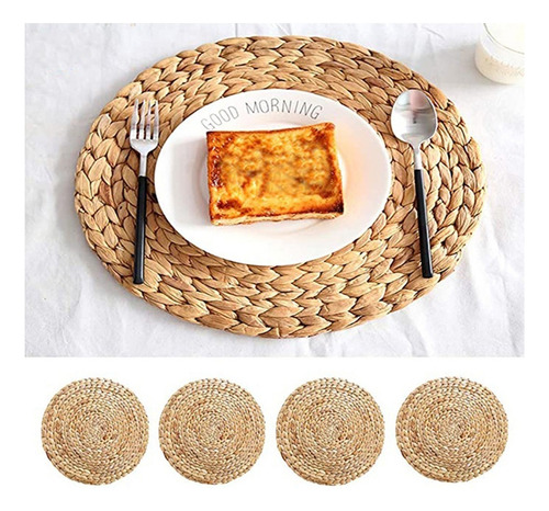 Individual De Mimbre Posa Plato Circular Salvamantel 38 Cm