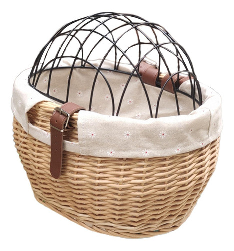 Cesta De Bicicleta Para Mascotas Mimbre Modelo Frontal B