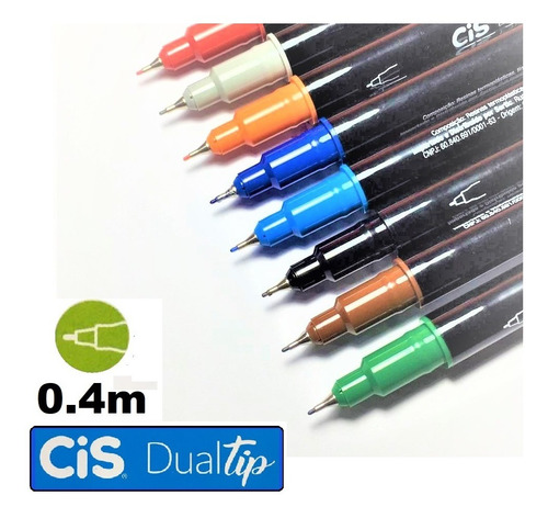 Marcador Pen Brush Dual Tip Duas Pontas 10 Cores Cis