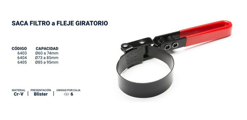 Imagen 2 de 7 de Llave Saca Filtro Aceite A Fleje Giratorio Bremen Cod. 6403 - 6404 - 6405 Dgm