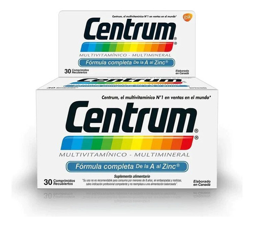 Suplemento em comprimidos Centrum  Adulto vitaminas Adulto em caixa de 39.6g 30 un