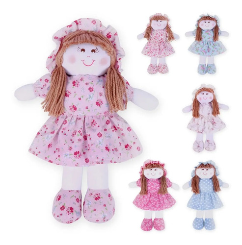 Boneca De Pano Menina Vestido Estampas Sortidas Mercado Bebê