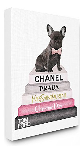 Stupell Industries Book Stack Fashion Bulldog Francés Estira