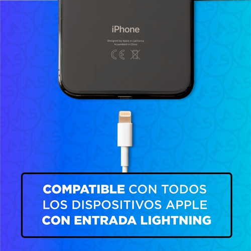 Imagen 5 de 10 de Cable Cargador Usb Lightning Original iPhone 5 6 7 8 X 11 12