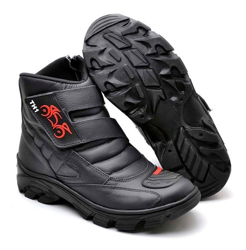 Bota Motociclista Masculina Couro Resistente Cano Alto Ninja