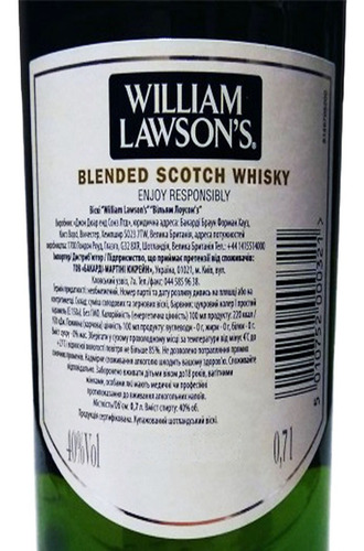 Imagen 2 de 2 de Whisky William Lawson's Escocés 750 Ml