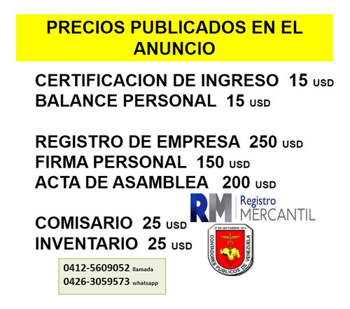 Imagen 1 de 10 de Contador Publico,certificación Ingreso,constitución Empresas