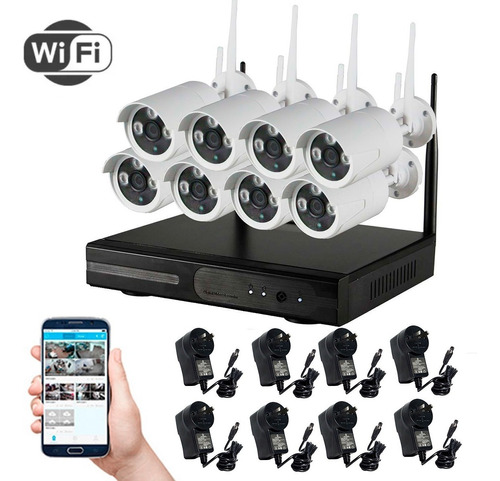 Kit 8 Camaras De Seguridad Wifi Dvr/nvr Inalámbrico Exterior