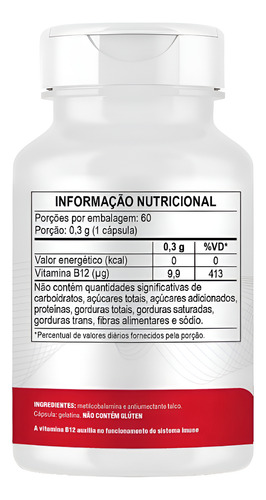 Vitamina B12 Metilcobalamina 300mg 60 Cáps - Revita Natural