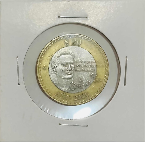 Moneda De 20 Pesos Octavio Paz Año 2000 Nuevo Milenio