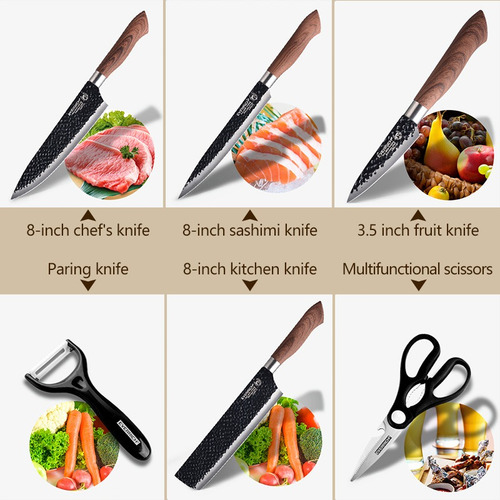 Juego De Cuchillos 6 Pz Cocina Acero Inoxidable Y Pelado