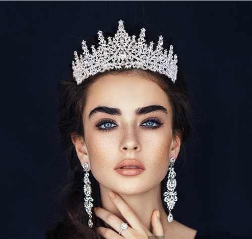 Tiaras Da Moda Coroa Rainha, Tiara De Casamento Cor Prateada