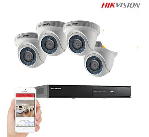 Combo De 4 Camaras De Seguridad Hd Hikvision Con Dvr Nuevos