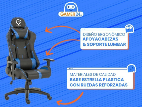 Silla de escritorio The Game House Nova D-328 gamer ergonómica negra con tapizado de cuero sintético