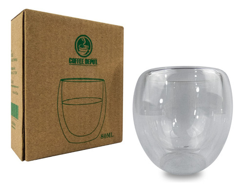 Vaso De Vidrio Doble Pared Fondo Curvo 80ml Color Agua