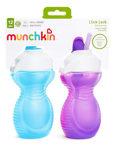Pack 2 Tazas Antiderrame Y Bombilla Flip Click Lock Munchkin