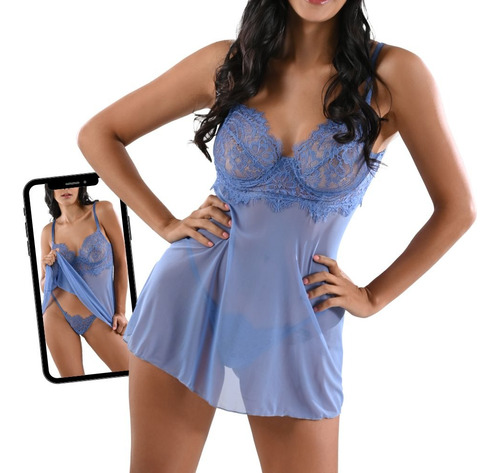 Babydoll Azul Alure By Cancan Lingerie Mod. L36-22