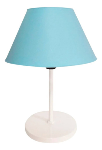 Luminária Abajur Infantil De Mesa Criado Quarto Com Cúpula Cor da cúpula Azul Cor da estrutura Branco