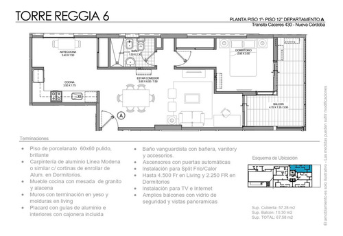 1 Dor Y 1/2 Nueva Cordoba 68m2 Frente Con Amenities