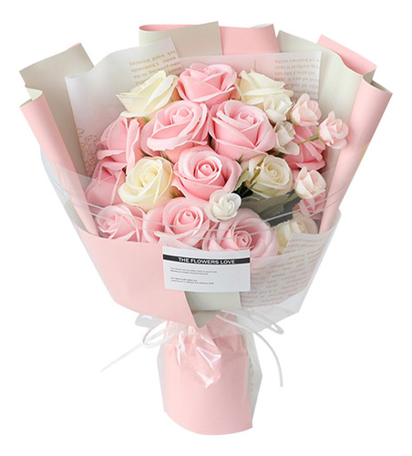 Centro De Mesa Bouquet Soap Flower Art, Rosas, Color Rosa Cl