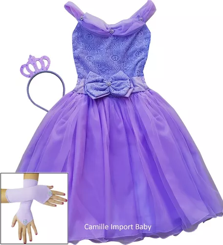 Fantasia Infantil Vestido Princesa Sofia Rapunzel Par Luvas e Tiara – Lilly  Web Shop