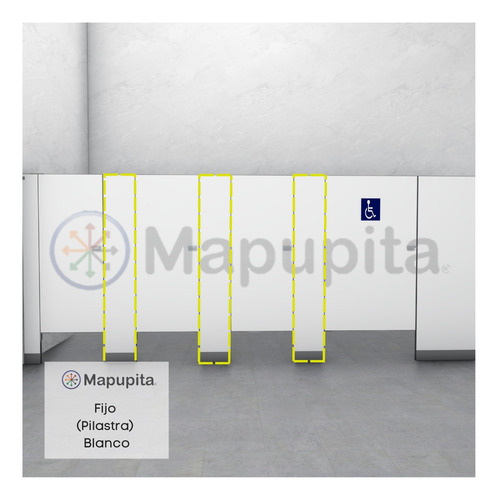 Fijo (pilastra) Blanco De Mampara Sanitaria 45x180