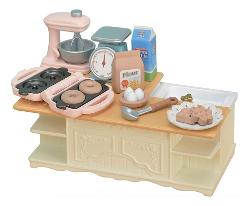 Calico Critters Kitchen Island, Toy Dollhouse Muebles Y Acce