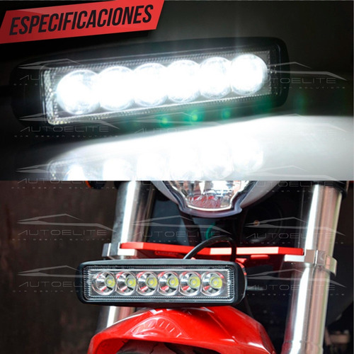 Imagen 5 de 10 de Pieza Faros Barra Led Universal Cree Rectangular 6 Led 18w