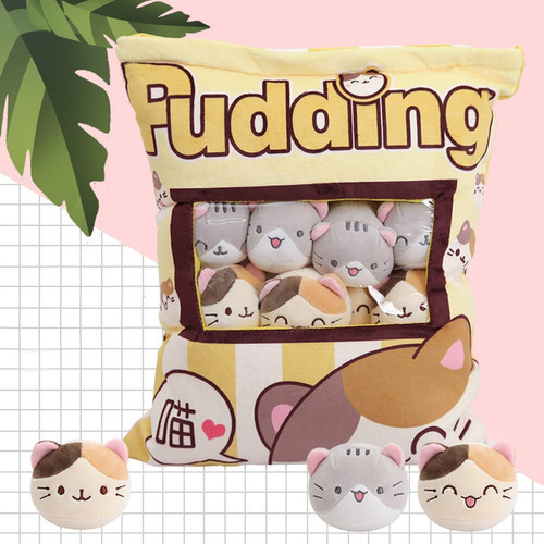 Lindo Gatito Gato Snacks Decorated Pudin Almohada [u]