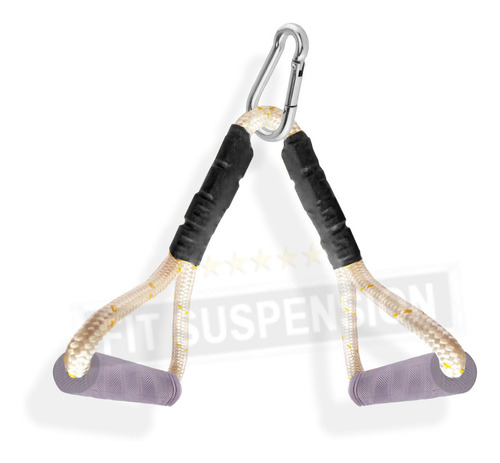 Imagem 1 de 7 de Manoplas Borracha Corda Para Costas Triângulo +mosquetão Aço