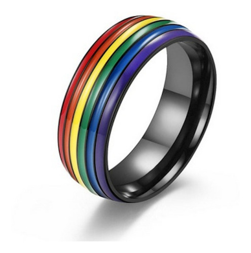 Anel Arco Iris Lgbt 8mm Colorido Unissex Aço 316l C Garantia