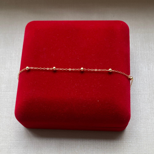 Pulseira De Bolinhas P-3mm Bebê/infantil Ouro 18k-750 - 17cm Dourado 3 Mm 17 Cm