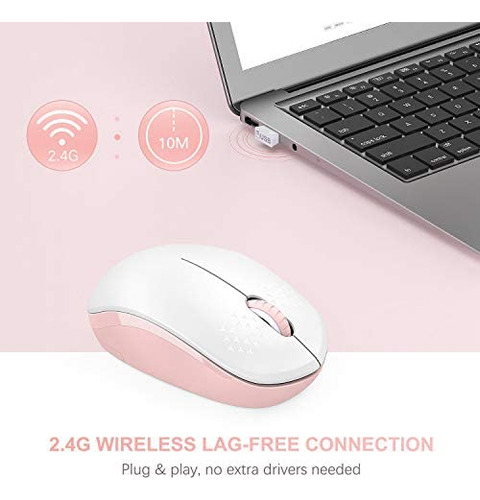 Mouse Seenda Wireless 2,4g/rosa Y Blanco