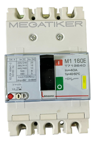Interruptor Automáticomegatiker Btcino T713e40 M1 160e3p 40a