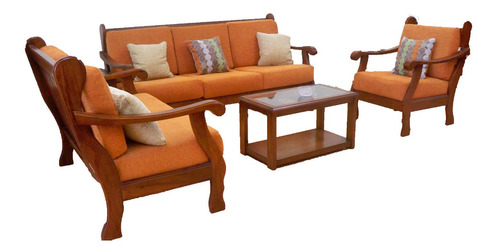 Mesa De Centro De Madera Con Cristal - Casa Bonita Muebles