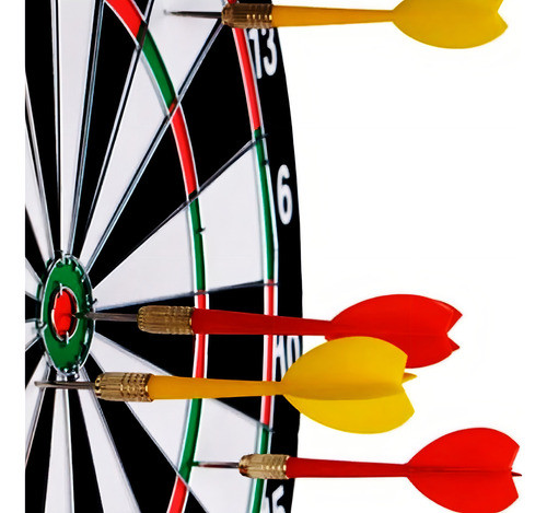 Jogo De Dardos Alvo Dupla Face Tabuleiro 30cm + 6 Dardos