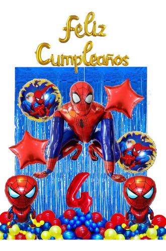 Set De Globos Spiderman Hombre Araña De 41 Piezas 