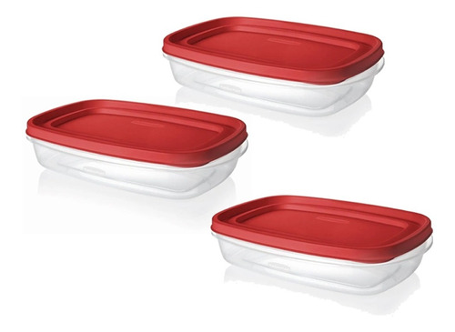 3 Contenedores Rubbermaid Easy Find Lids 1.3 Lts Rectangular