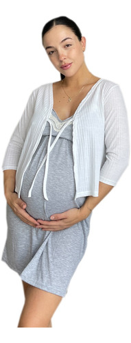 Camison Maternal Amamantar Embarazo Canchero Mañanita Bata