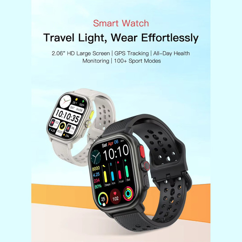 Reloj Deportivo Smartwatch P106 Gps Touch 2.06 Running Negro Mesh Negro Negro