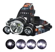 Comprar Linterna Recargable Minero Led Vincha 3 Leds 220v \u002F 12v Color De La Linterna Negro Color De La Luz Blanco