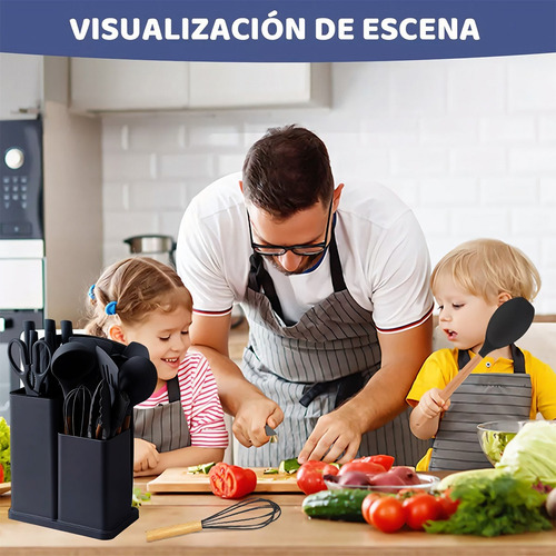 Set De 31 Utensilios De Cocina De Silicona Y Cuchillos