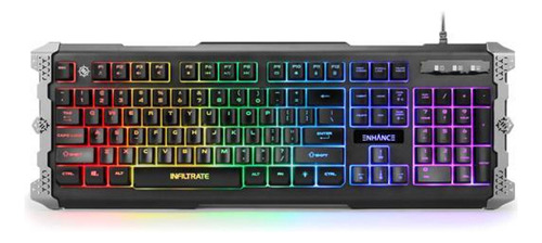 Teclado Gamer Enhance Infiltrate Knl Membrana Color Del Teclado Negro Idioma Inglés Us