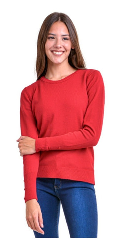 Sweater Dama Con Botones En Los Puños Hilado Crista Art 355